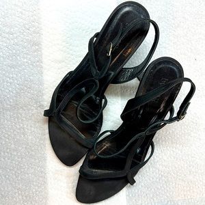 By FAR Brigette Sandals Black Satin- gently used